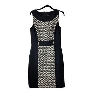 Tahari Arthur S Levine Black Sheath Dress 6 Career Professional Diamond Print